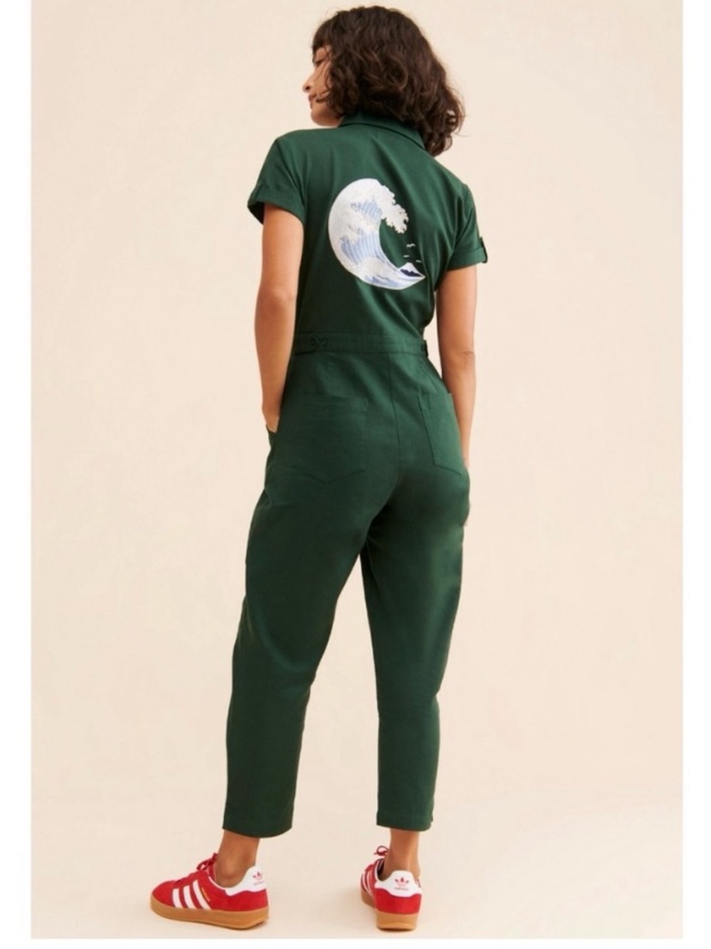 REVOLVE RUE STIIC AUSTRALIA ONE PIECE UTILITY RISING SUN JUMPSUIT WAVE OCEAN MED
